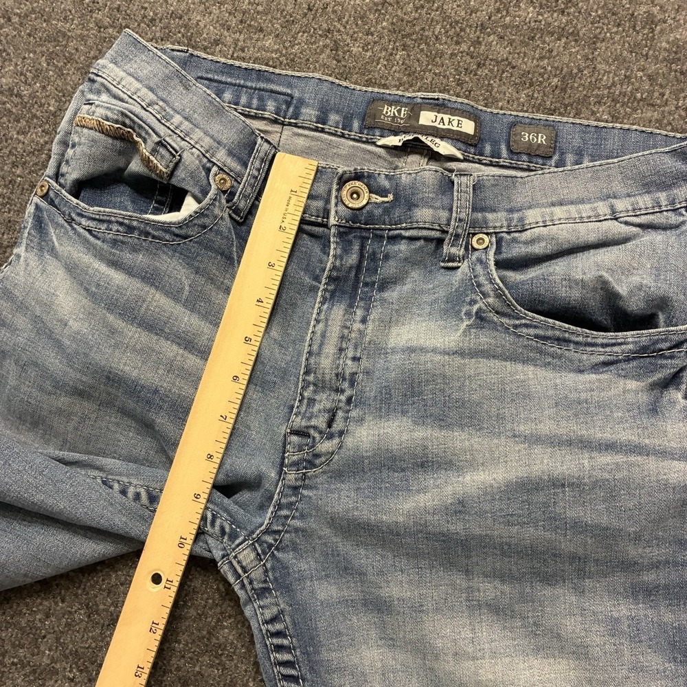 Buckle BKE Jake Bootleg Jeans Mens 36x30 Faded Whiskered Stretch Denim - Picture 7 of 11